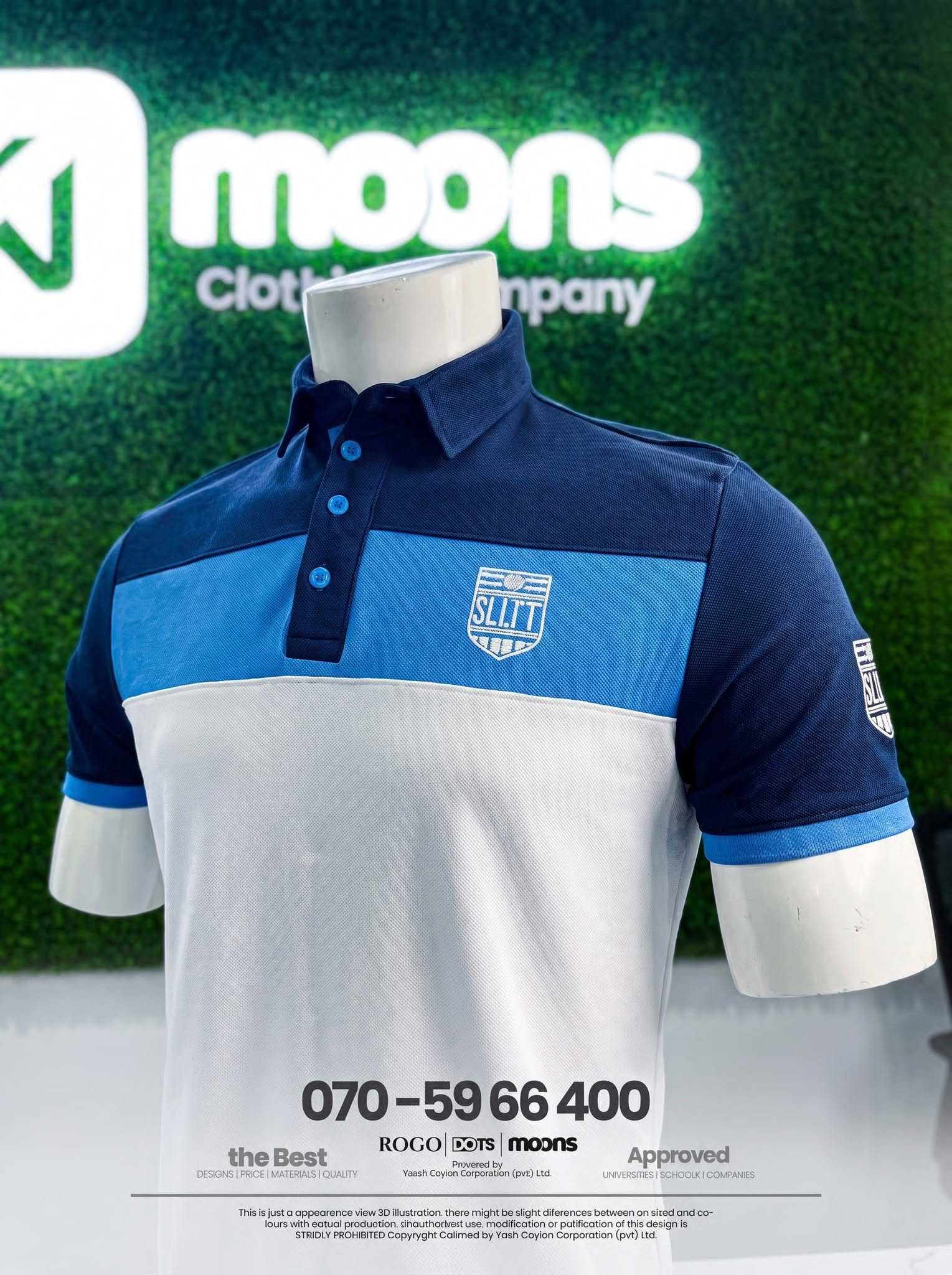 Blue and white SLIIT polo shirt